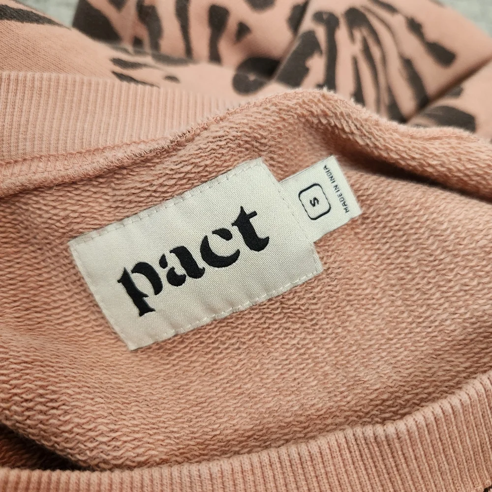 Pact Clay Pink Organic Cotton 3/4 Sleeve Sweatshirt Dress Women's Size Small - Picture 4 of 7